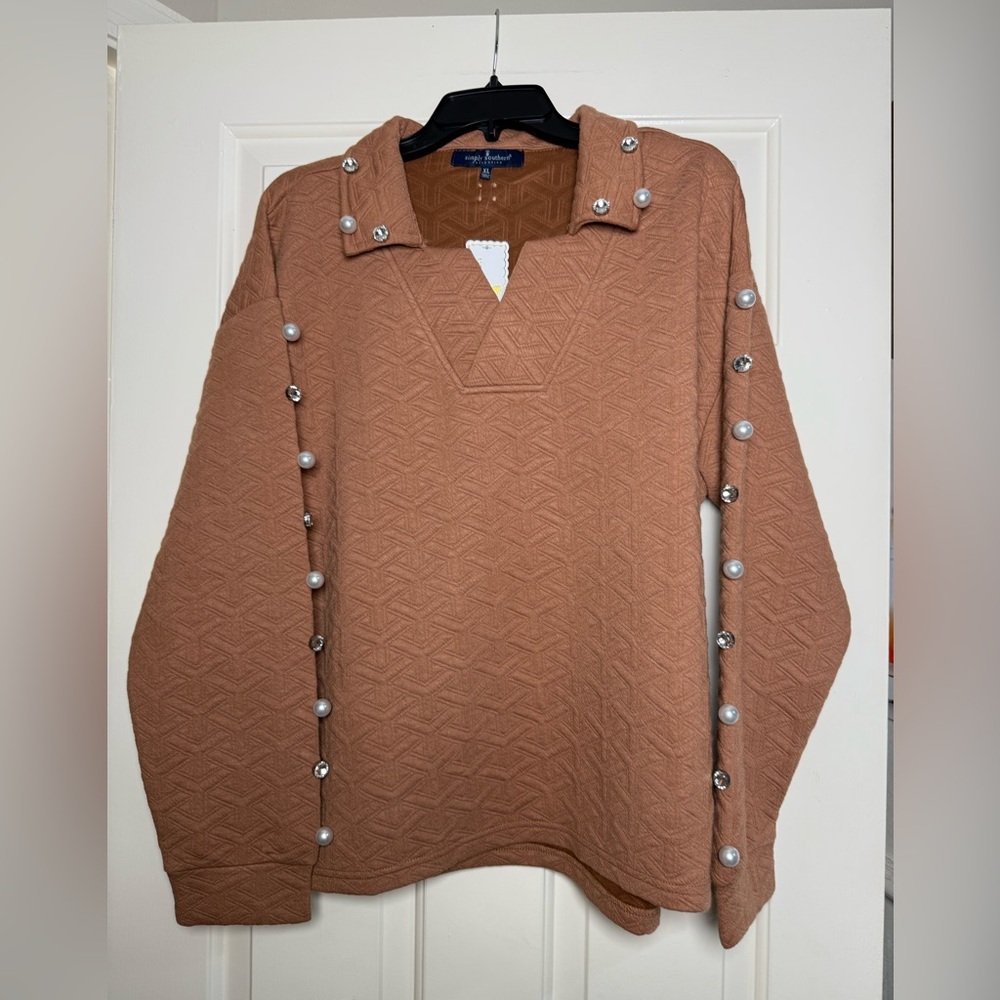 Simply Southern Mocha Luxe Quilted Pullover